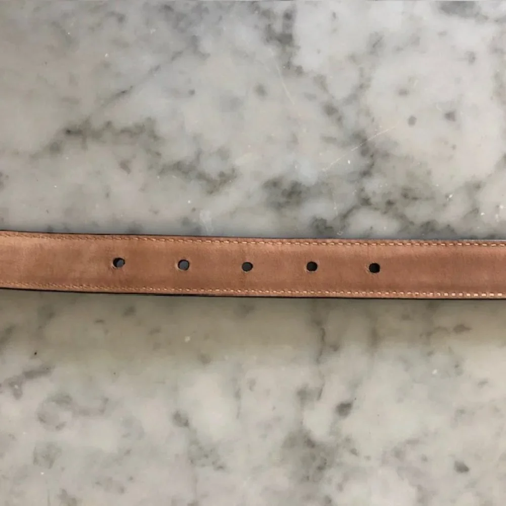 TALBOTS Crocodile Print Brown Western Silver Scroll Buckle Belt Large